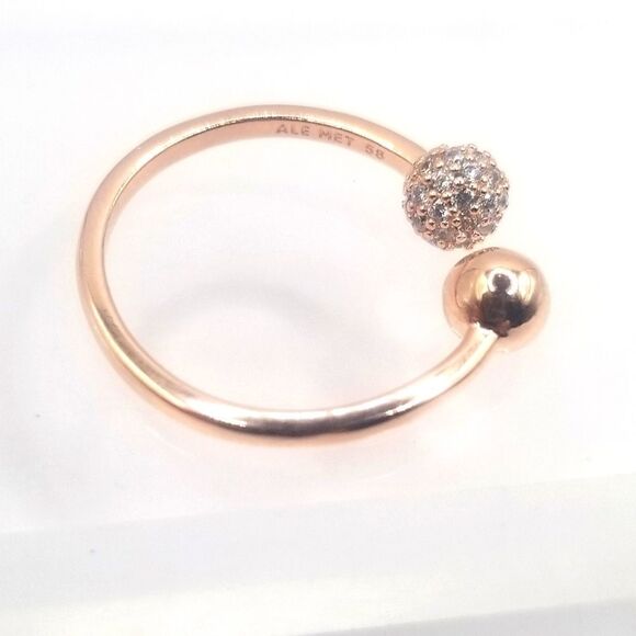 Pavé Bead Open Ring rose gold toned size 9. - Picture 3 of 3